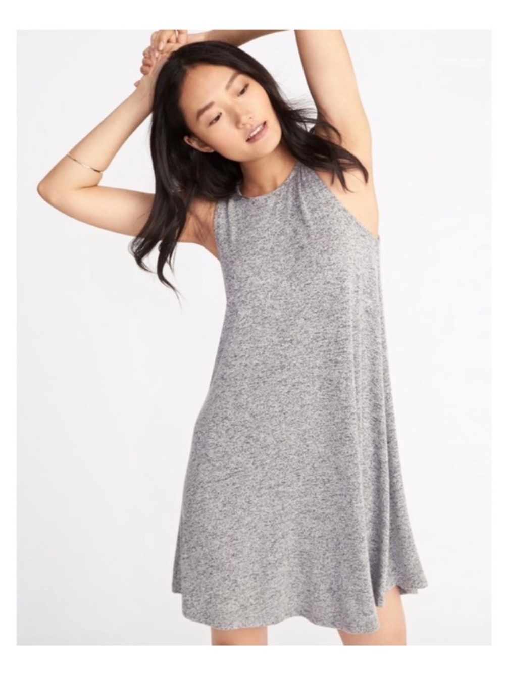 NWT Old Navy Marled Heather Grey Sleeveless Stretch Knit Dress